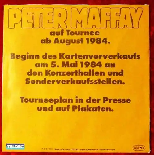 Single Peter Maffay: War ein Land (Teldec 614117 AC) D 1984