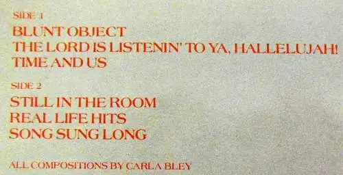 LP Carla Bley: Live! (Watt 1/12) D 1982