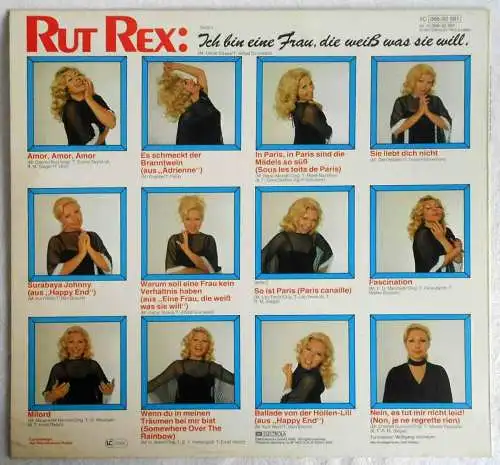 LP Rut Rex: Eine Frau die weiss was sie will (EMI Hör Zu 1C 066-32 581) D 1977