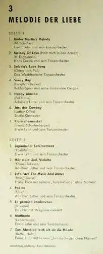 LP Tanzen Tanzen Tanzen 3 - Melodie der Liebe (Deutscher Schallplattenclub E006)