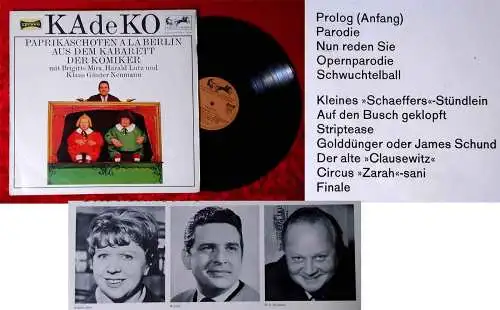 LP KadeKo Paparikaschoten á la Berlin Kabarett der Komiker (Eurodisc 72 733 IW)