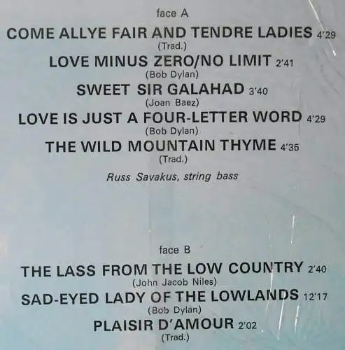 LP Joan Baez: Love Songs (Musidisc CO 1415) F 1977