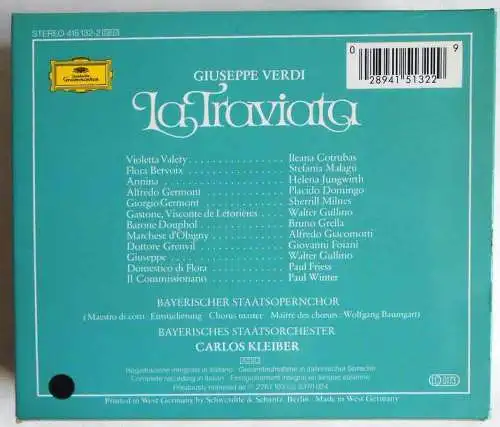 2 CD Box Verdi: La Traviata - Carlos Kleiber Sherrill Milnes Placido Domingo