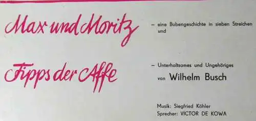 LP Viktor de Kowa: Wilhelm Busch - Max & Moritz / Fipps der Affe/(Litera 860131