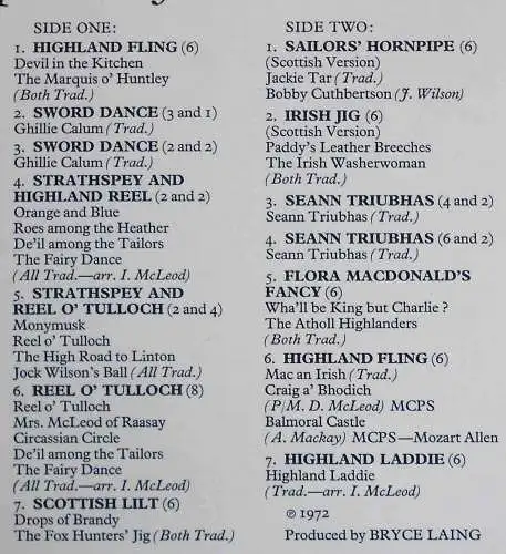LP Pipe Major Iain McLeod: Dancer´s Delight - Music for Highland Dancing (EMI) 