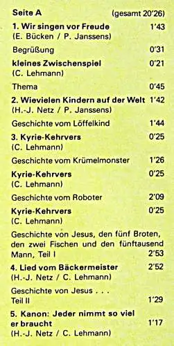 LP Kinderbeatmesse: Fünf Brote und zwei Fische (TVD 7706) D