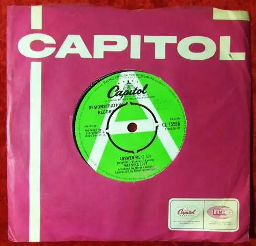 Single Nat King Cole: Answer Me / A Beautiful Friendship (Capitol CL 15588) Demo