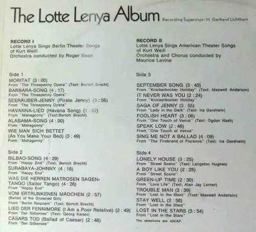 2LP Lotte Lenya Album (CBS 66269) NL