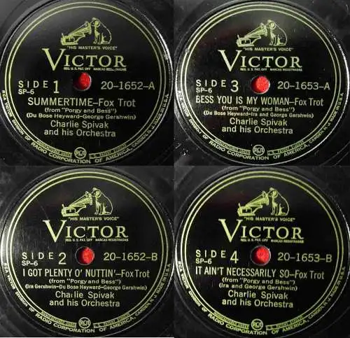 2 Original 78er Schellackplatten im Album Charlie Spivak: Porhy and Bess (RCA)  