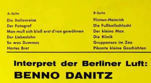 LP Benno Danitz: Fall mal aus dem Rahmen - Live (Signiert) 1979