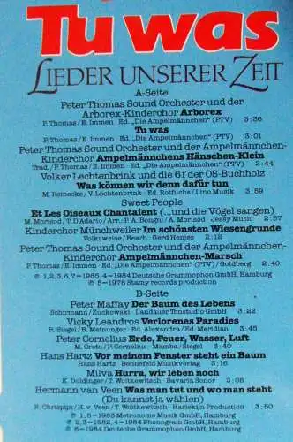 LP Tu Was! Lieder unserer Zeit - Maffay Vicky Leandros Peter Thomas usw...