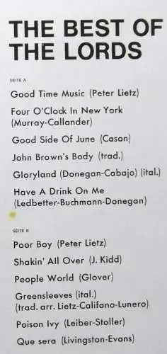 LP Lords: The Best Of The Lords (Columbia 1C 048-29 783) D 