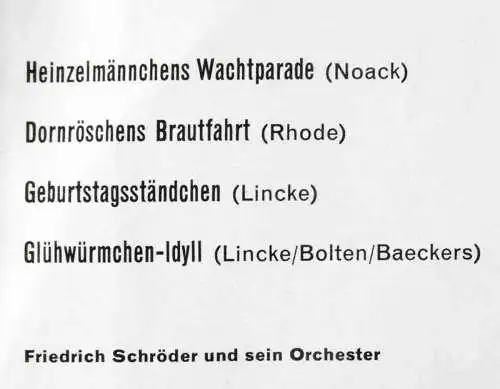 EP Friedrich Schröder: Heinzelmännchens Wachtparade (Bertelsmann 36 780) D