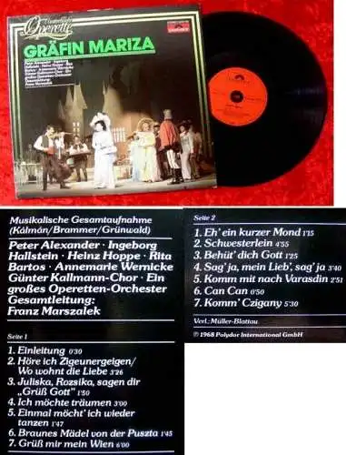 LP Unsterbliche Operette Gräfin Mariza Peter Alexander