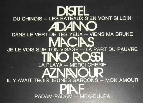 LP Distel - Adamo - Macias - Rossi - Aznavour -  Piaf (MfP 5453) F