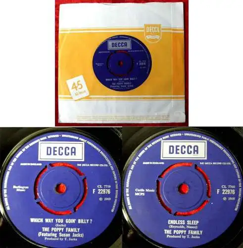 Single Poppy Family feat Susan Jacks: Which way you goin´ Billy? (Decca F 22976)