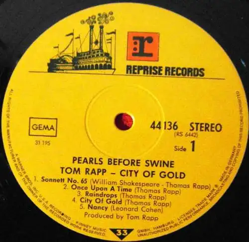 LP Thos. Rapp / Pearls Before Swine: City Of Gold (Reprise 44 136) D 1971