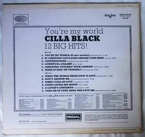 LP Cilla Black: You´re my World (EMI Starline SRS 5044) UK 1971