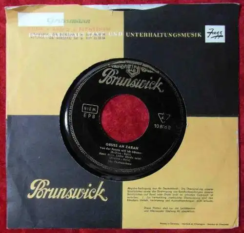 EP Feetwarmers: Gruss an Zarah (Brunswick 10 806) D