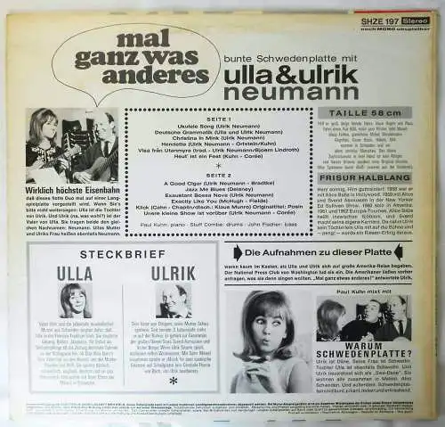 LP Ulla & Ulrik Neumann: Mal ganz was anderes (Hör Zu SHZE 197) D 1967