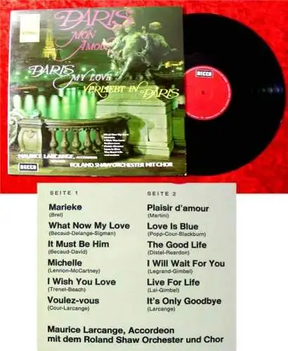 LP Maurice Larcange Paris Mon Amour Paris my Love Verli