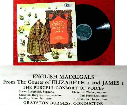 LP Purcell Consort of Voices Grayston Burgess: English Madrigals (Turnabout) UK