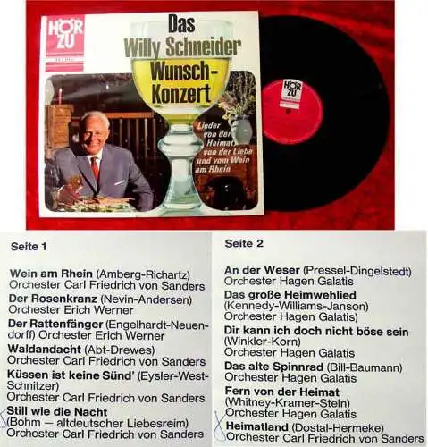 LP Das große Willy Schneider Wunschkonzert Hör Zu