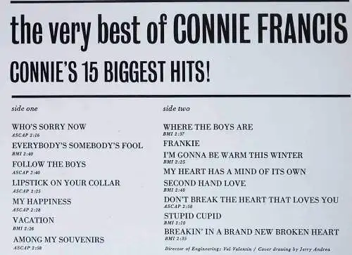 LP Connie Francis: Very Best - Connie´s 15 Biggest Hits (MGM Promo 665 205) D