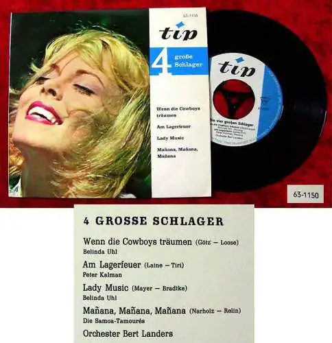 EP 4 große Schlager Peter Kalman Samoa Tamourés Belinda Uhl(Tip 63--1150) D