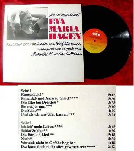 LP Eva Maria Hagen singt Wolf Biermann - Ich leb´ mein Leben (CBS 85255) NL 1981