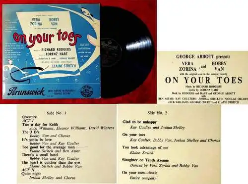 LP On Your Toes w/ Vera Zorina Bobby Van (Brunswick LAT 8061) UK 1955