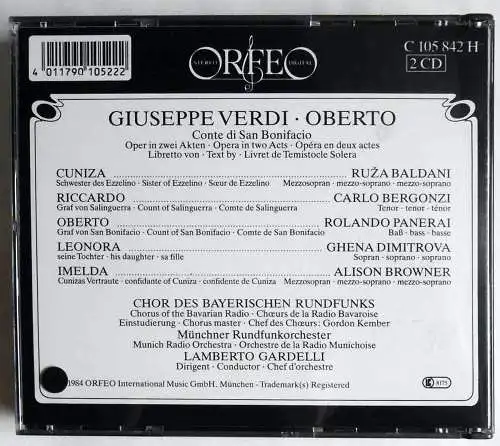 2CD Box Verdi: Oberto (Orfeo) Bergonzi