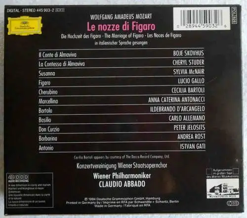 3CD Claudio Abbado: Mozart - Le Nozze di Figaro (DGG) 1994 