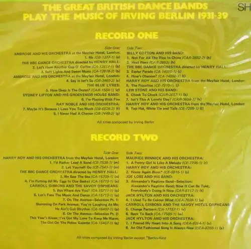 2LP Great British Dance Bands Play The Music Of Irving Berlin 1931-39 (World)