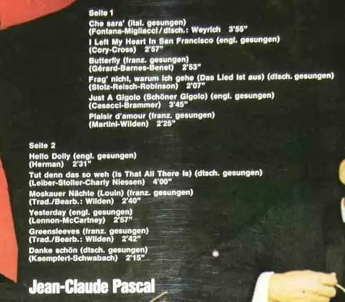 LP Jean Claude Pascal: Pascal International (Decca SLK 16 745 P) D