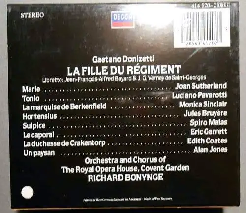 2CD Box Donizetti: La Fille du Regiment (Decca) - Joan Sutherland