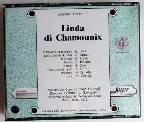 2CD Box Donizetti: Linda di Chamounix - Alfredo Kraus Renato Bruson (1991)