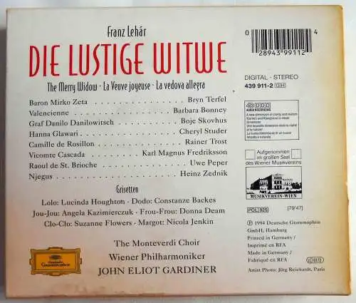 CD Die lustige Witwe - Cheryl Studer Barbara Bonney Bryn Terfel (DGG) 1994