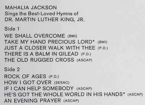 LP Mahalia Jackson Sings The Best-Loved Hymns Of Dr. Martin Luther King