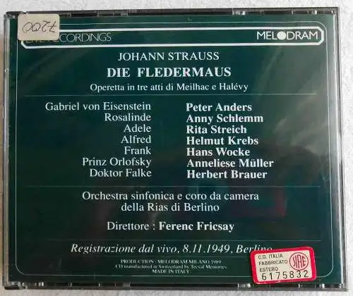 2CD Box Strauss: Fledermaus Ferenc Fricsay Peter Anders Anny Schlemm 1949