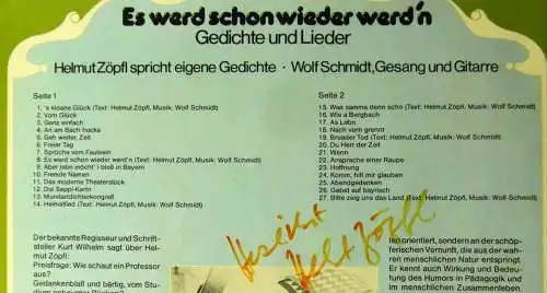 LP Helmut Zöpfl & Wolf Schmidt: Es werd schon wieder werd´n (Calig 30 652) D 77