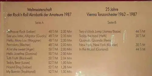 LP Vienna Tanzorchester: Weltmeisterschaft Rock´n Roll Akrobatik Amateure 1987