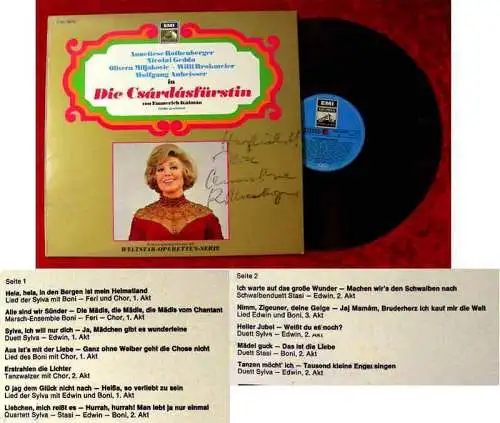 LP Anneliese Rothenberger: Die Csardasfürstin (Cover signiert von A.R.)