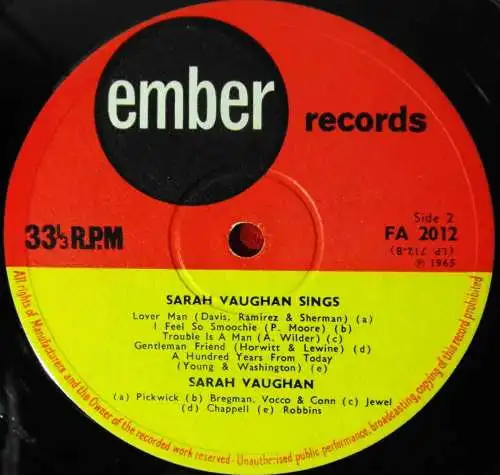 LP Sarah Vaughan: The Many Moods of... (Ember FA 2012) UK