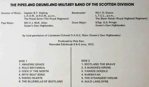 LP Pipes & Drums & Military Band Of Scottish Division: Amazing Grace (RCA) UK 72