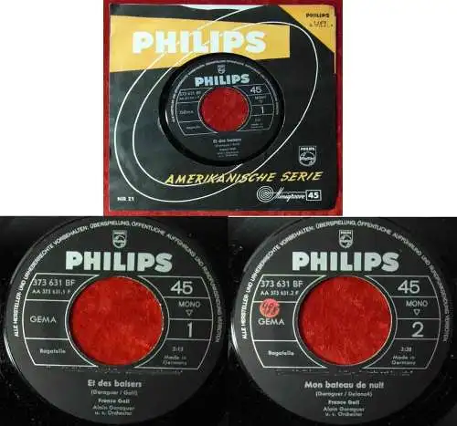 Single France Gall: Et Des Baisers (Philips 373 631 BF) D Musterplatte