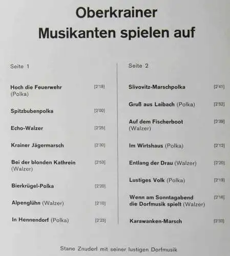 LP Stane Znuderl: Oberkrainer Musikanten spielen auf! (Tempo 7005) D