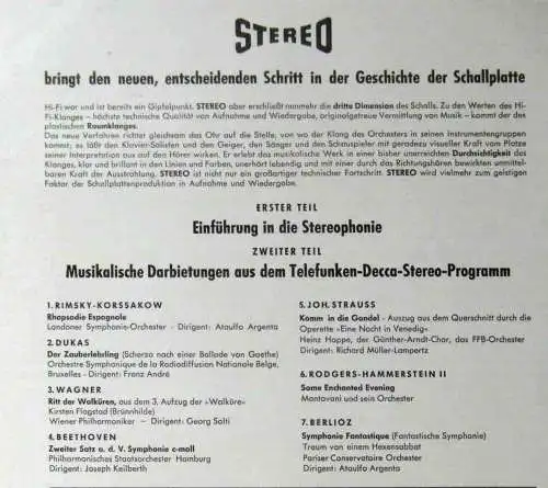 LP Stereo - Einführung in die Stereophonie (Teldec T 72 222) D 