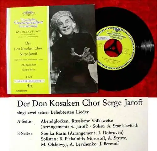 EP Don Kosaken Chor Serge Jaroff DGG Sonderauflage