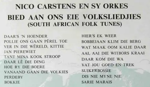 25cm LP Nico Carstens en sy Orkes: South African Folk Tunes (Columbia 11002) SA